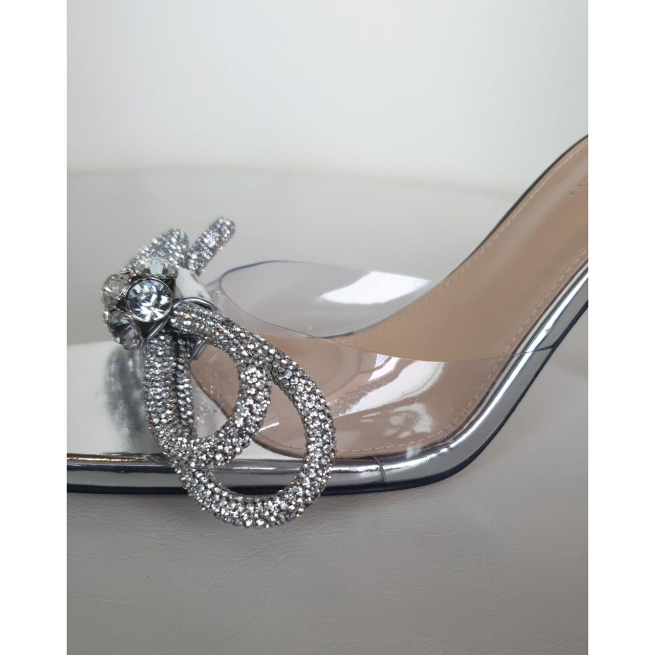 Mach & Mach Double Bow Silver Heels