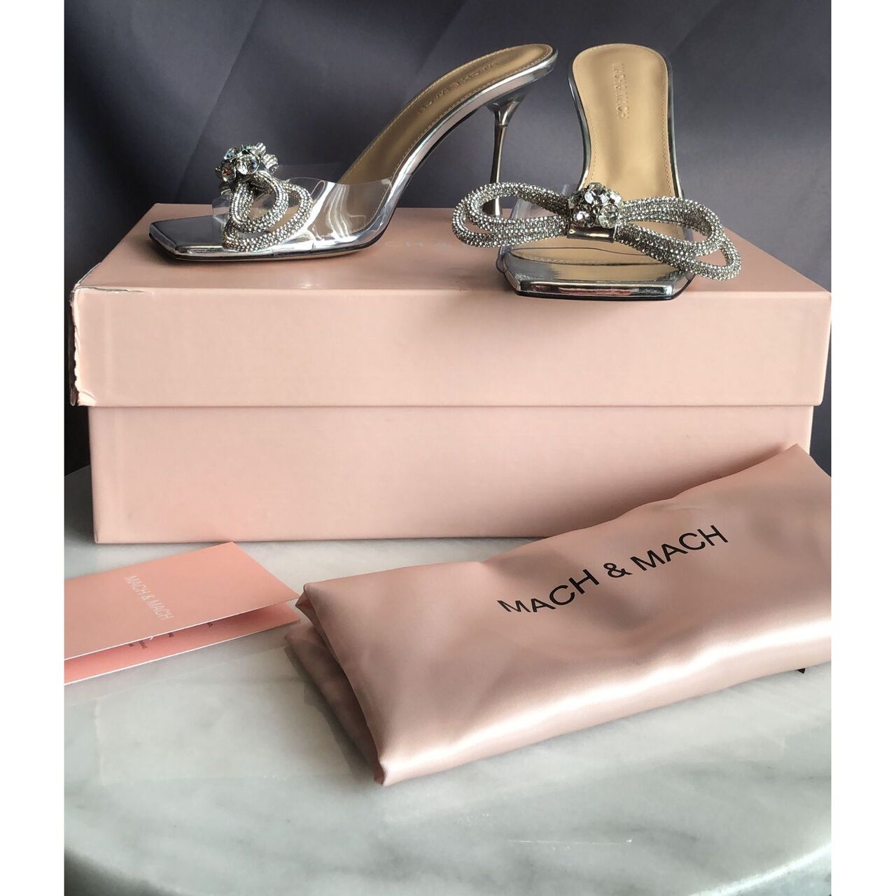 Mach & Mach Double Bow Silver Heels