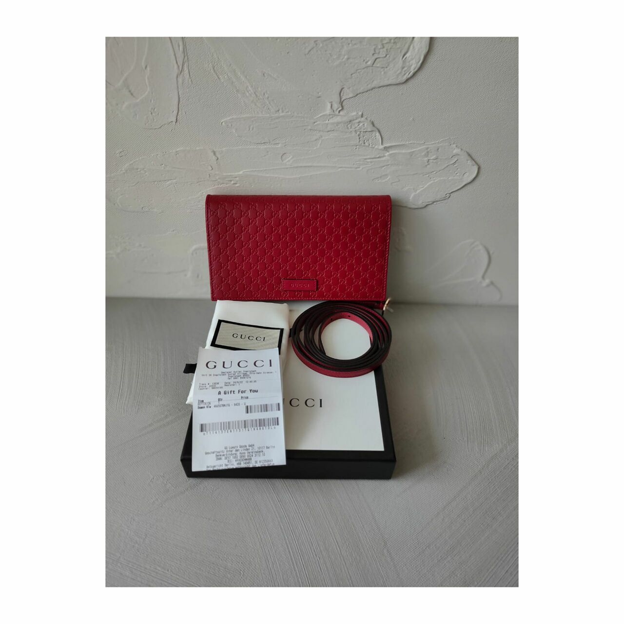 Gucci GG Embossed WOC Red Sling Bag