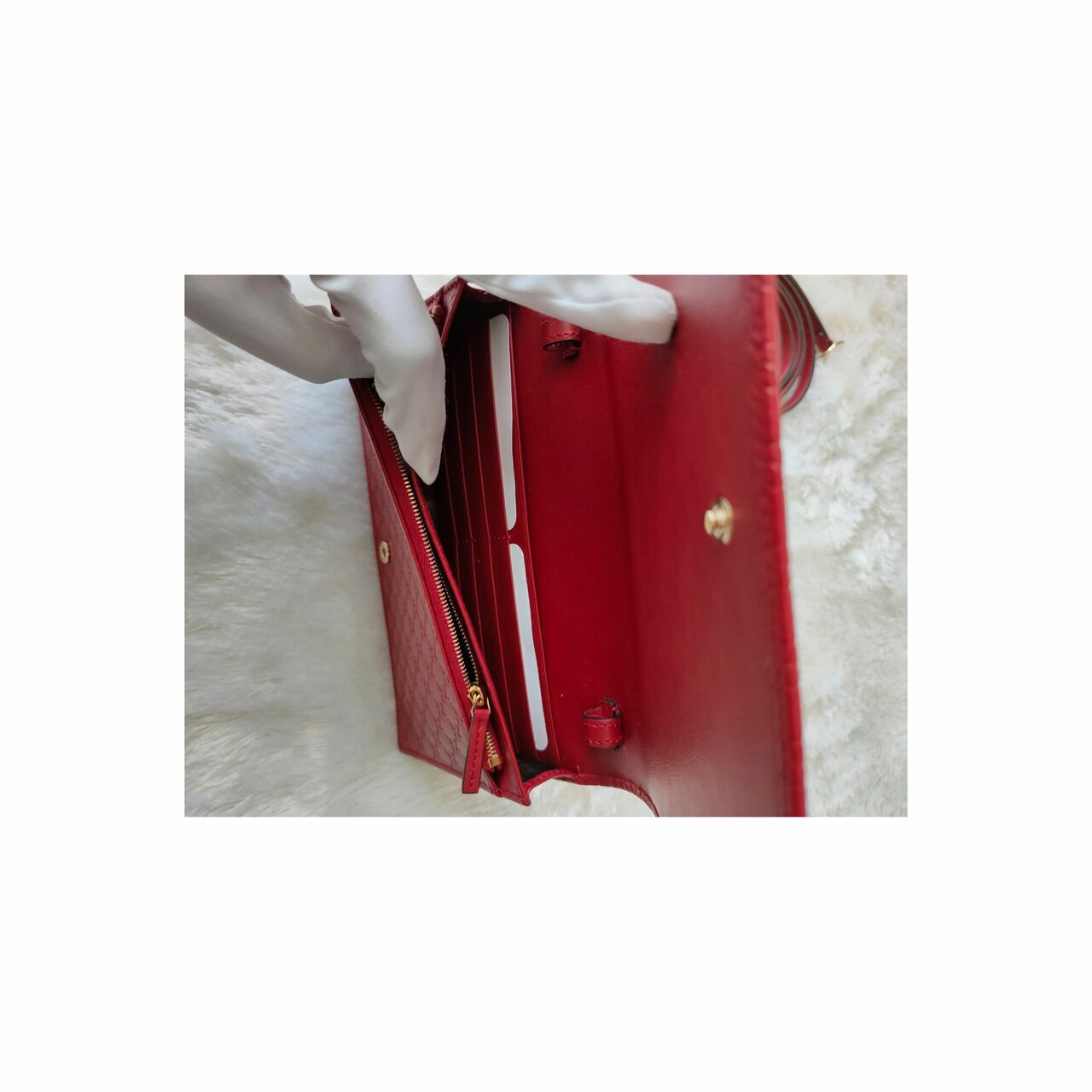 Gucci GG Embossed WOC Red Sling Bag