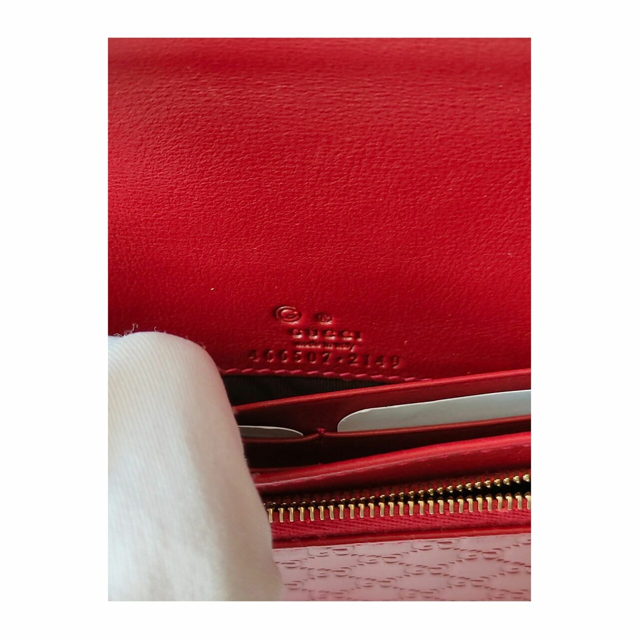 Gucci GG Embossed WOC Red Sling Bag