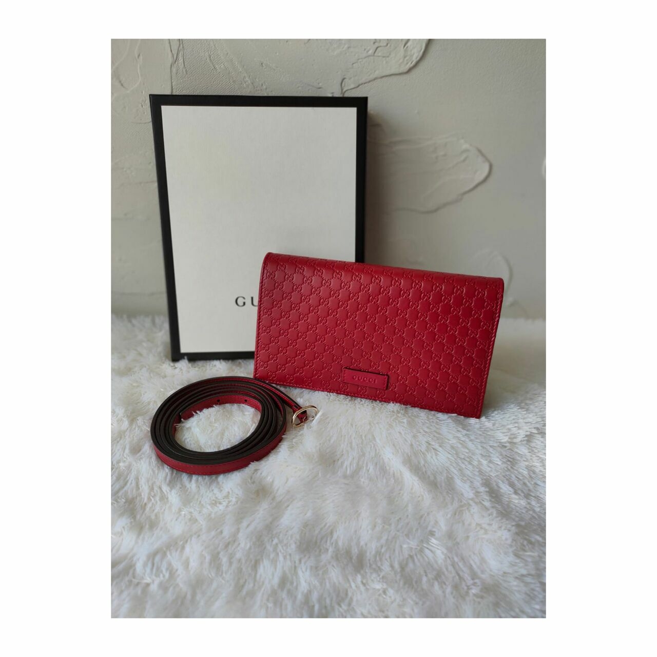 Gucci GG Embossed WOC Red Sling Bag