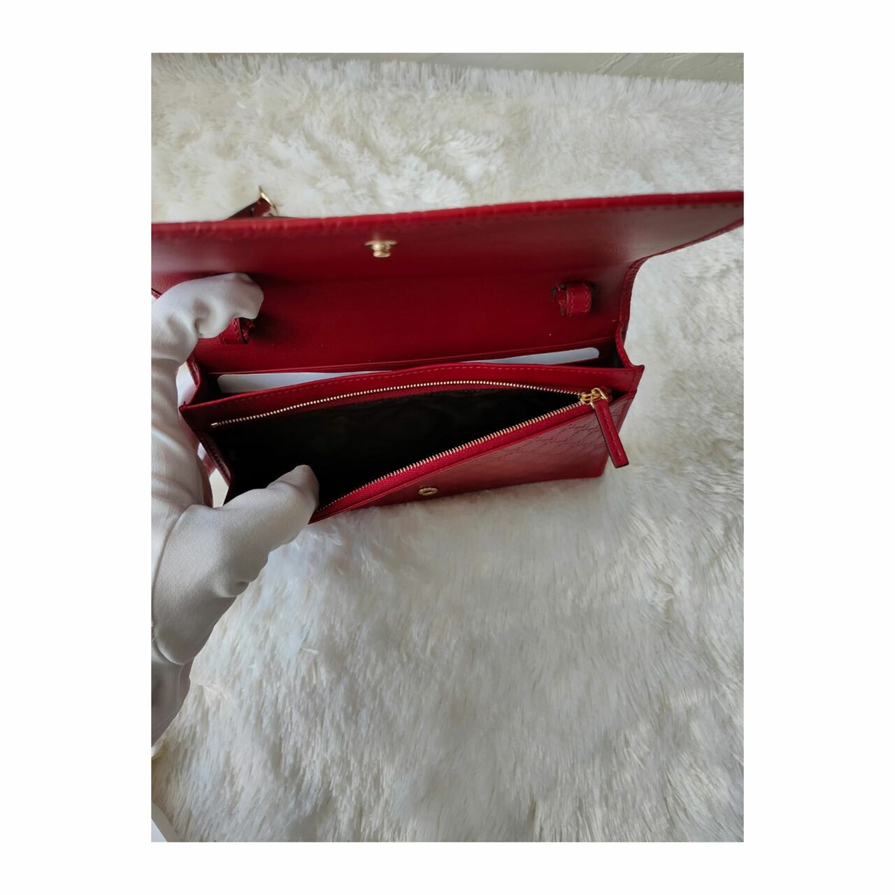 Gucci GG Embossed WOC Red Sling Bag