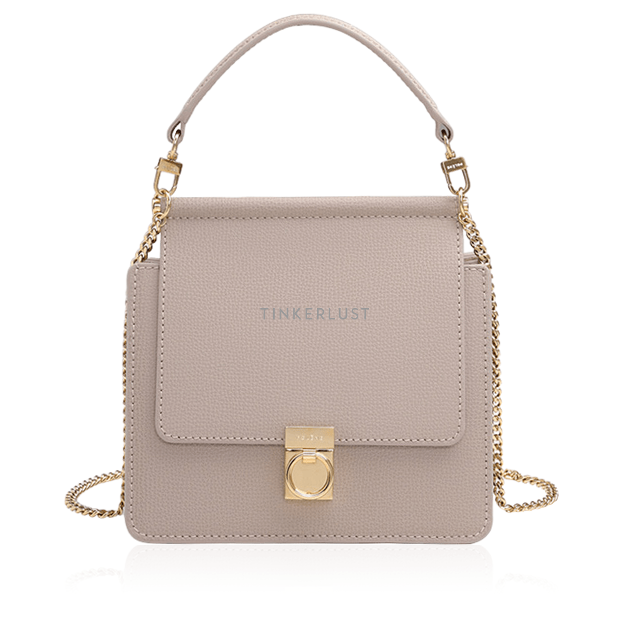 Polene Mini Numero Sept Chain Shoulder Bag in Taupe Grained Leather