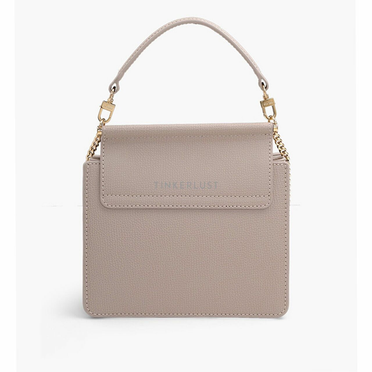 Polene Mini Numero Sept Chain Shoulder Bag in Taupe Grained Leather