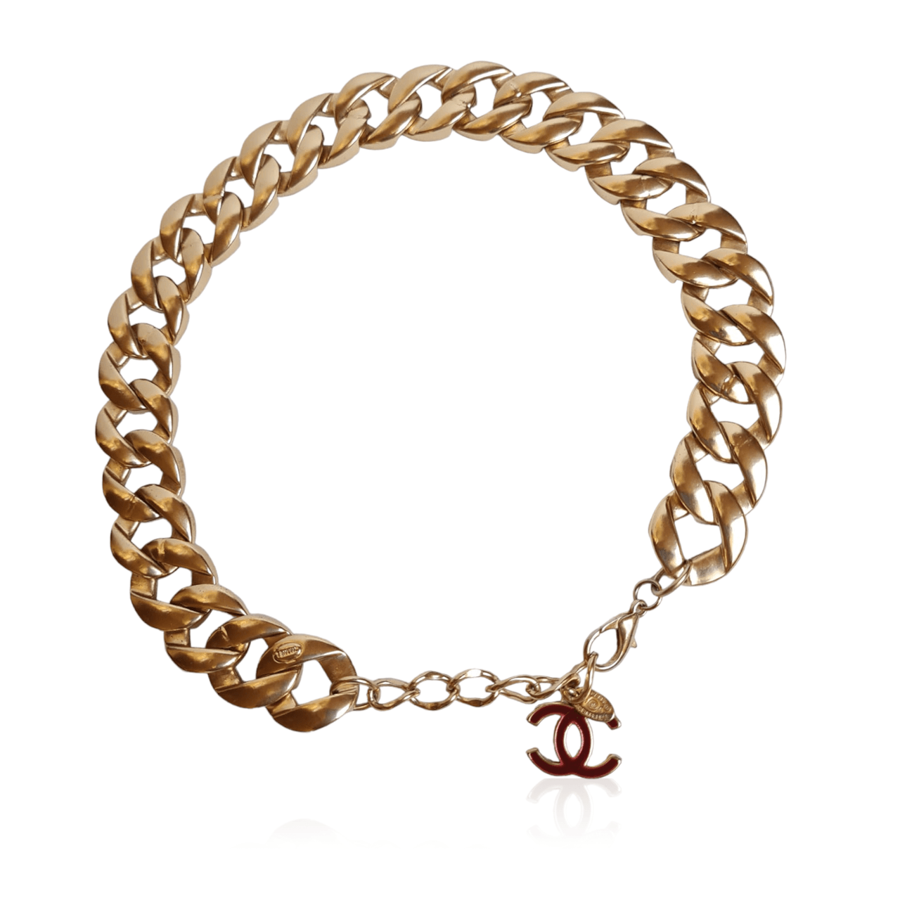 Chanel Chocker 2 Ways to Carry Gold/Maroon Enamel Necklace Jewellery