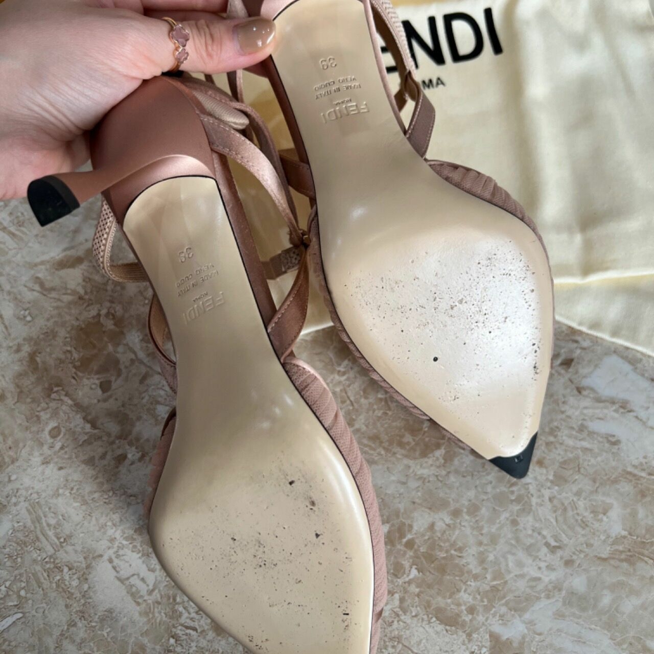 Fendi Colibri Heels Nude Pink