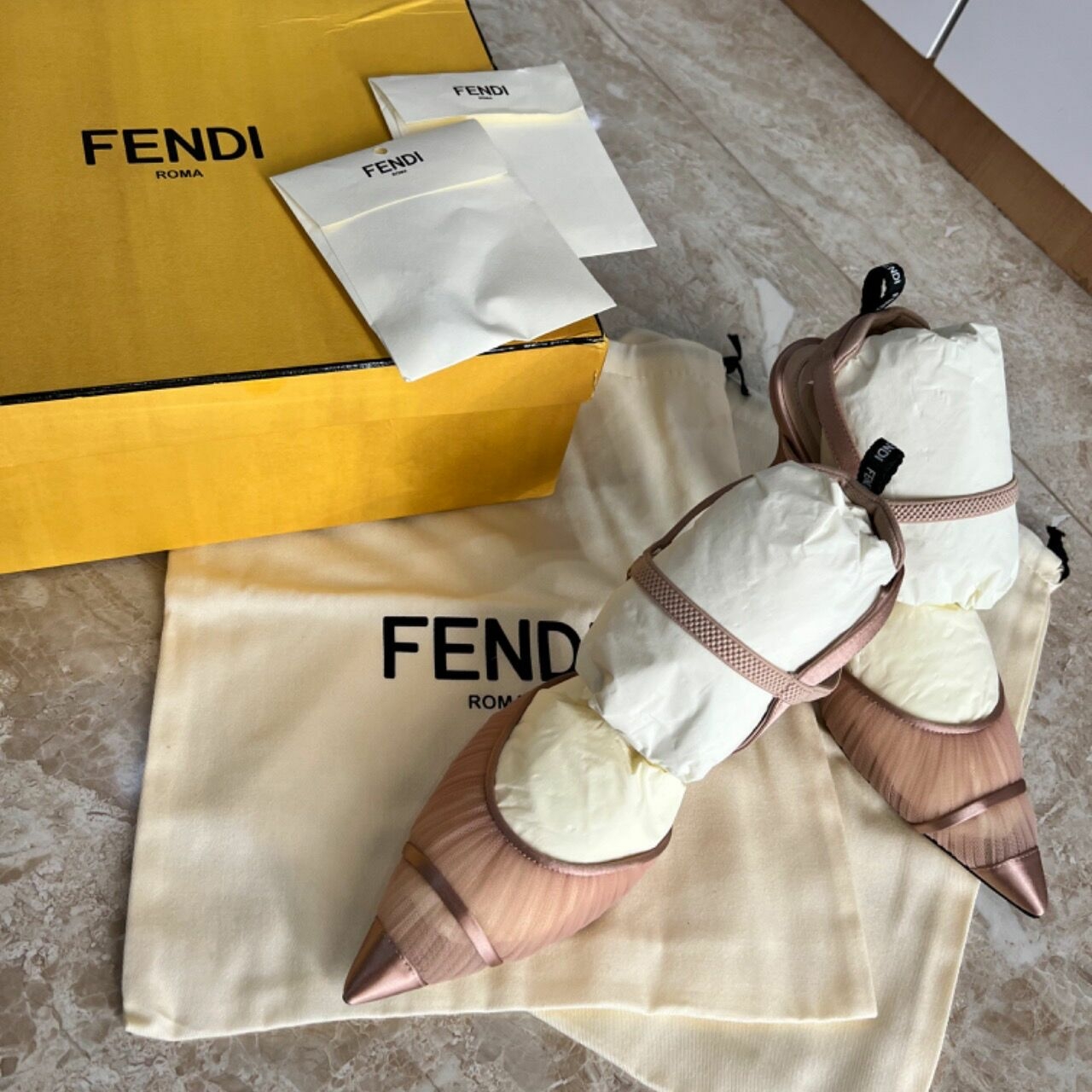 Fendi Colibri Heels Nude Pink