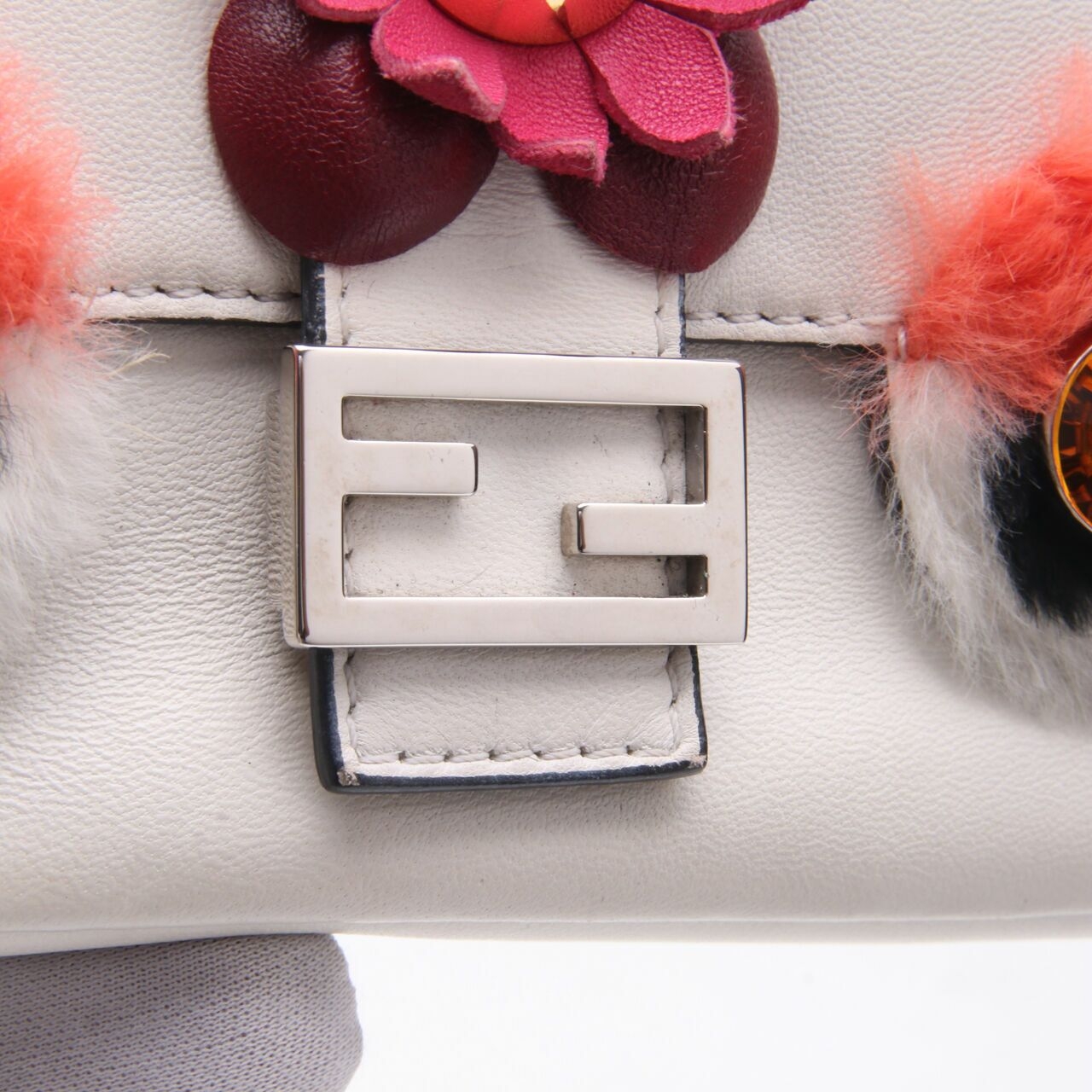 Fendi Micro Baguette Ivory SHW Sling Bag