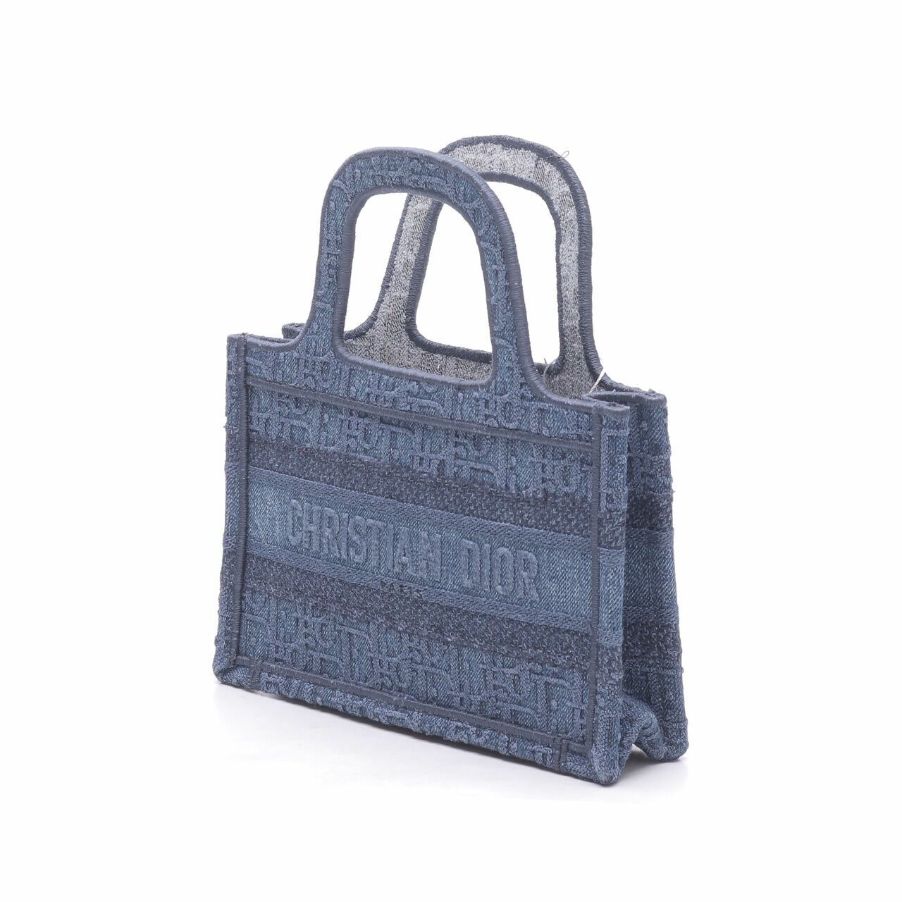 Christian Christian Dior Oblique Denim Blue Mini Book Tote Bag