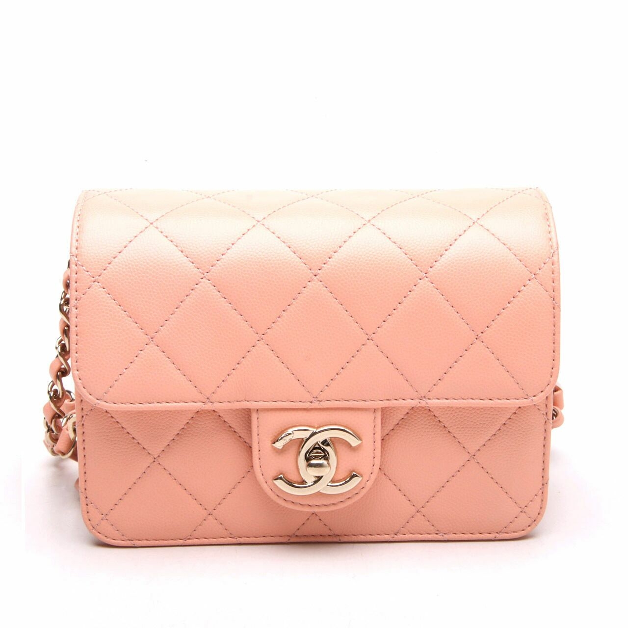 Chanel Peach Caviar Like A Wallet Flap GHW Sling Bag