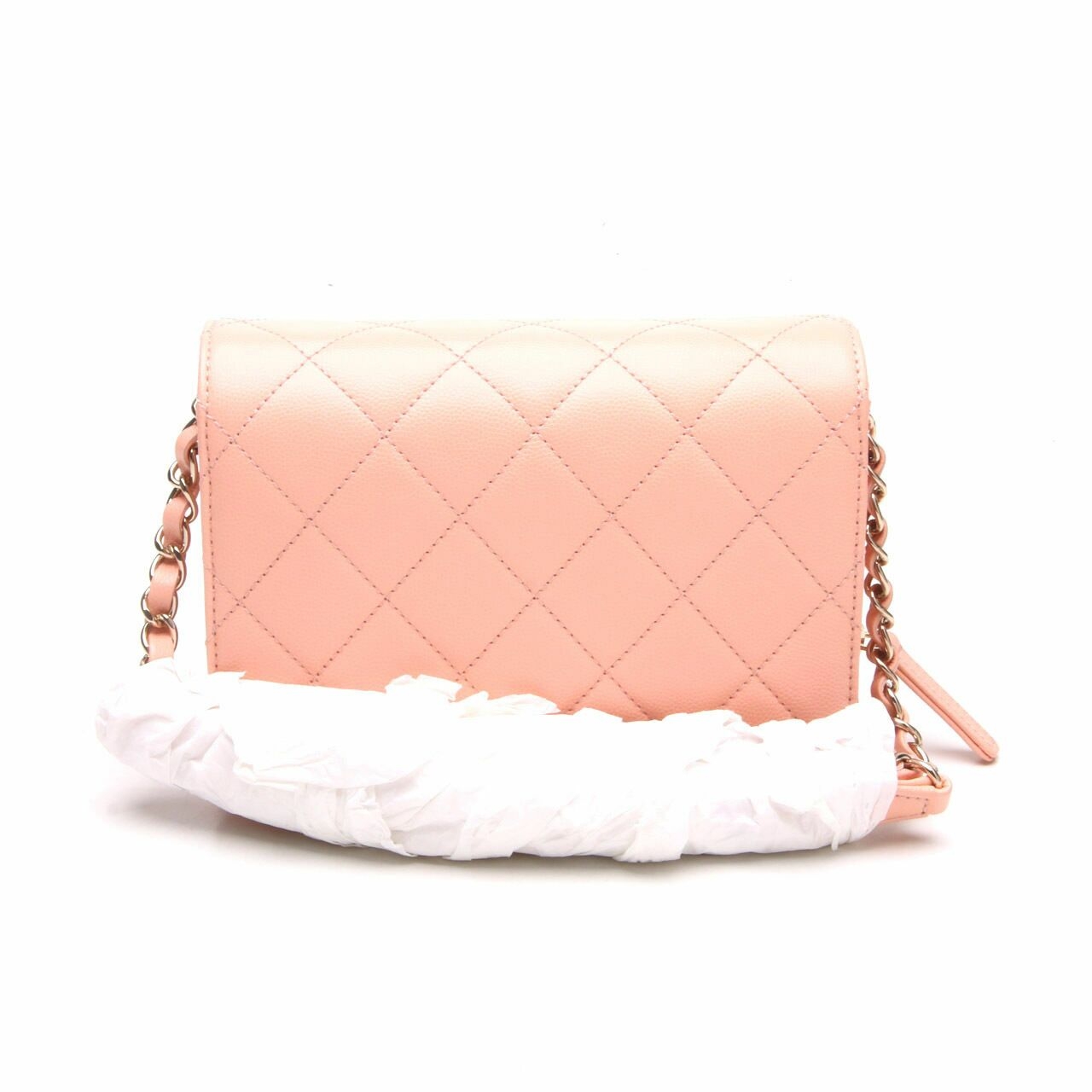 Chanel Peach Caviar Like A Wallet Flap GHW Sling Bag