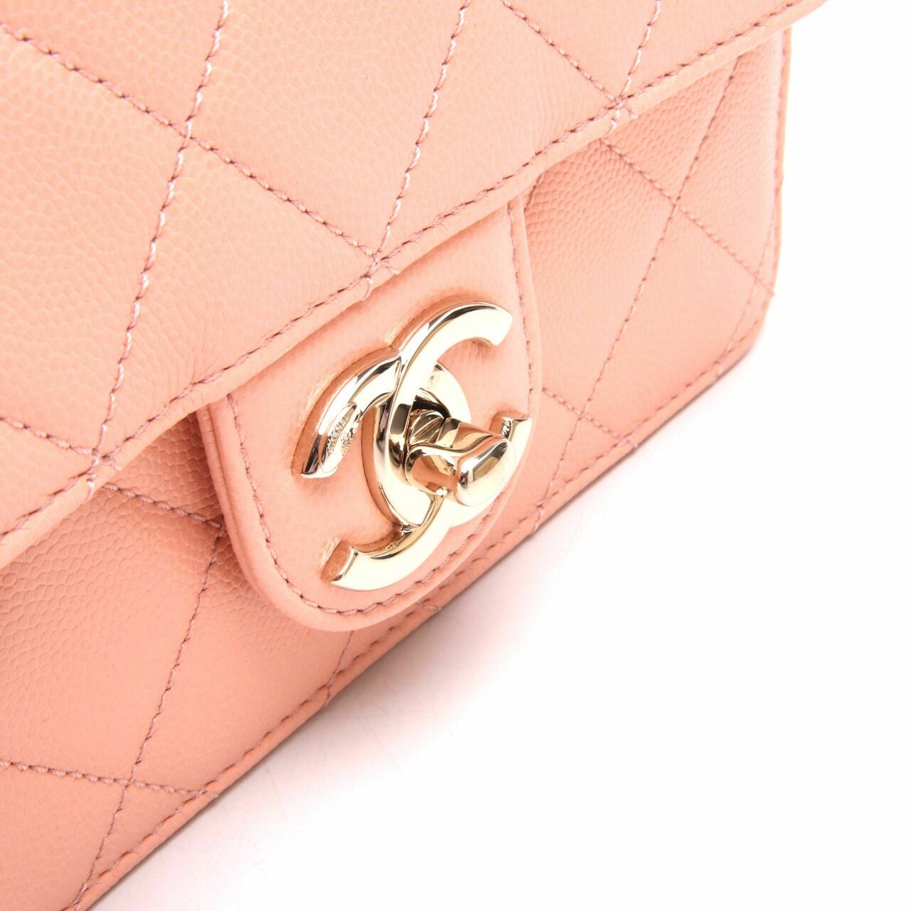 Chanel Peach Caviar Like A Wallet Flap GHW Sling Bag