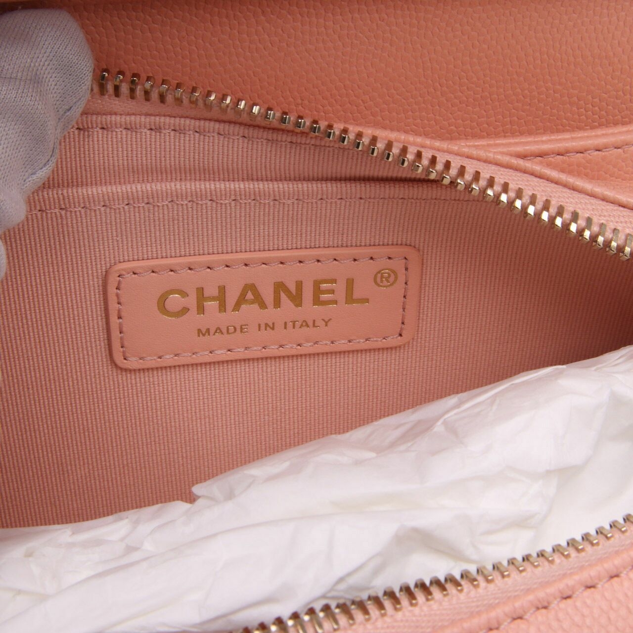 Chanel Peach Caviar Like A Wallet Flap GHW Sling Bag