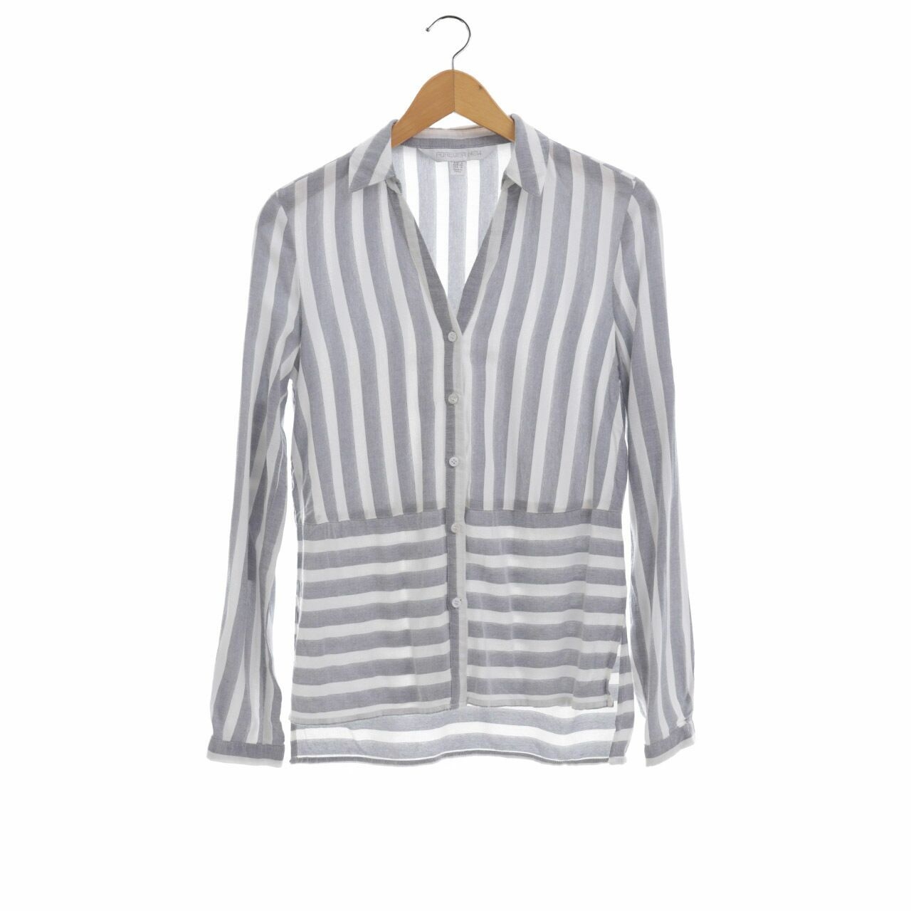 Forever New Grey & White Stripes Shirt