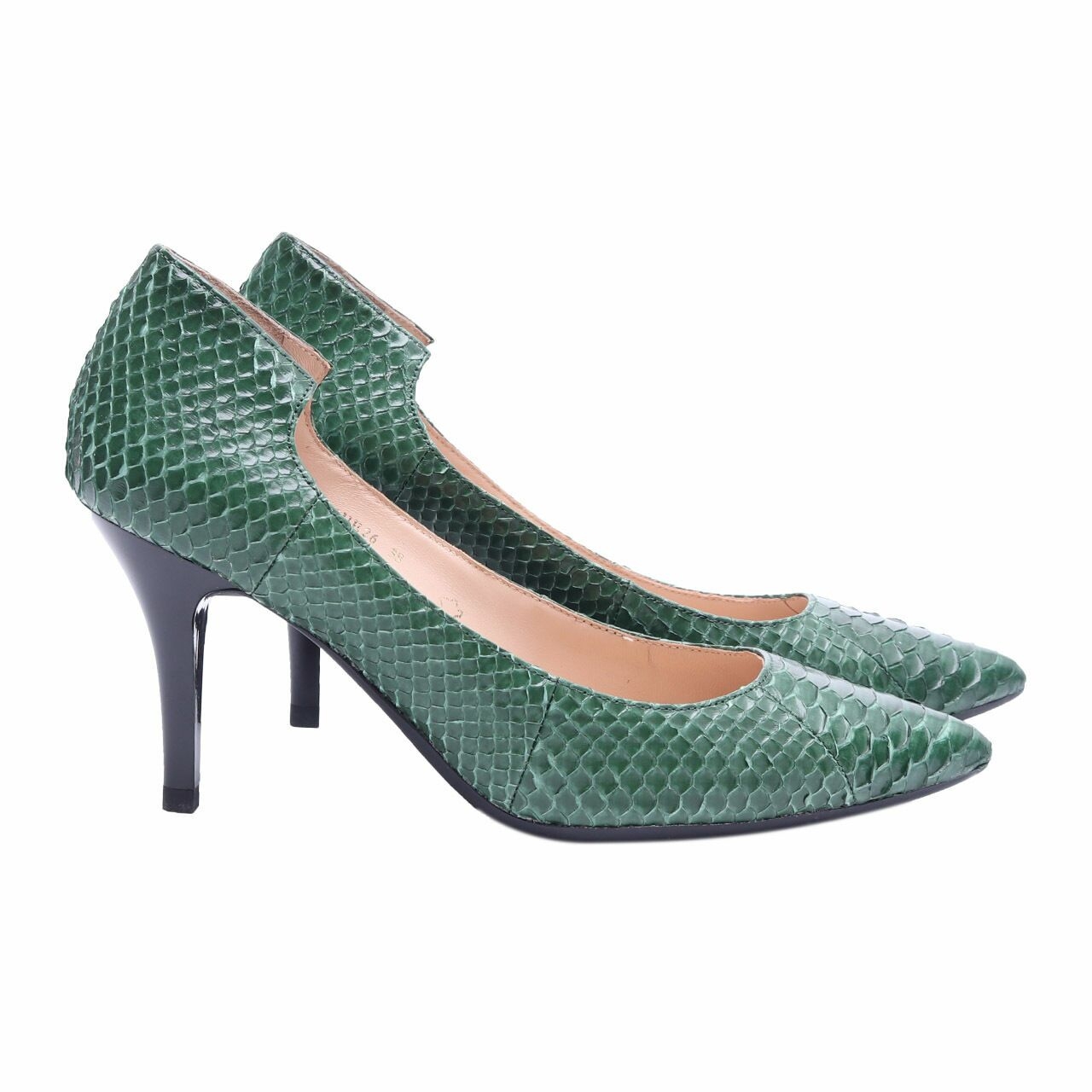 Staccato Green Snake Skin Heels