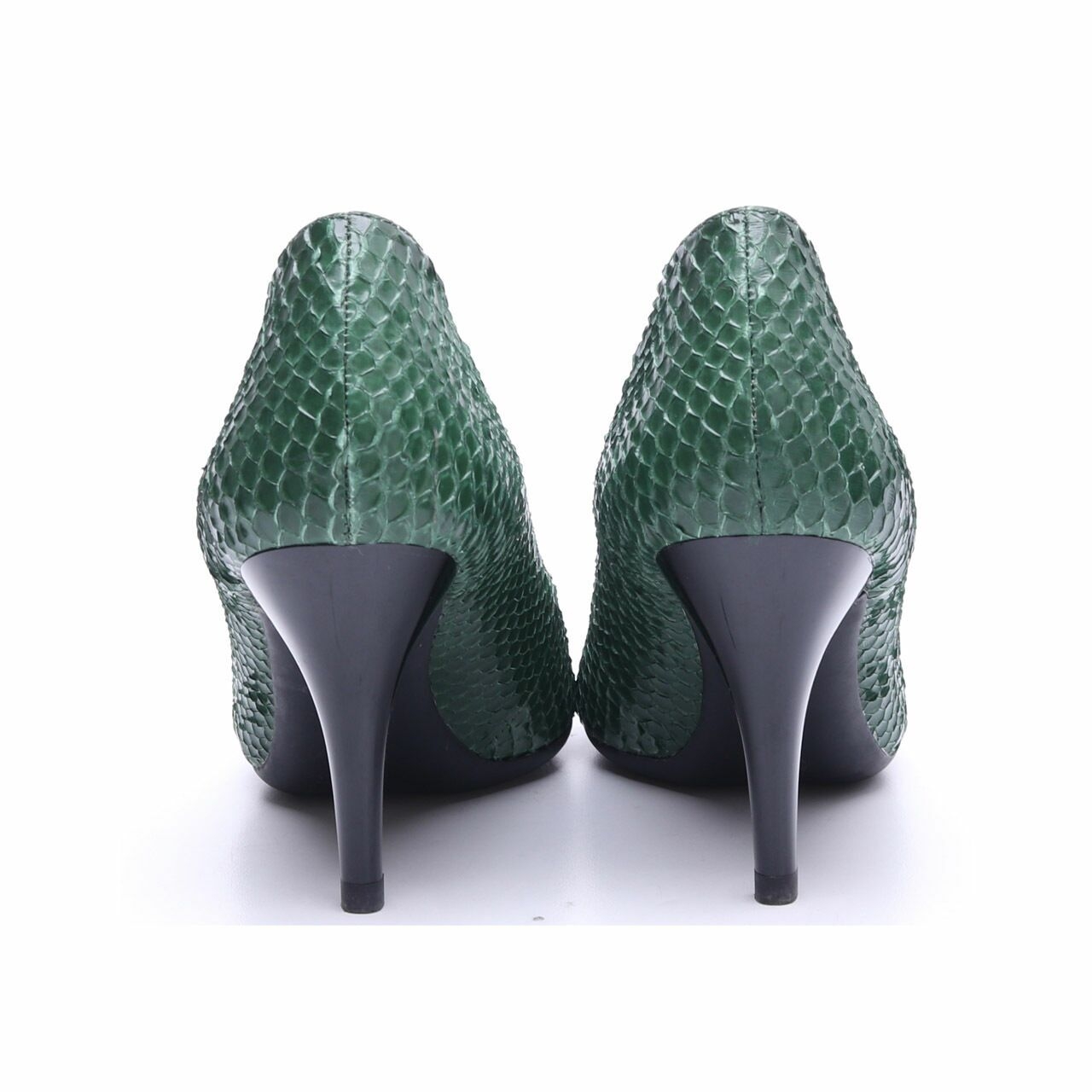 Staccato Green Snake Skin Heels