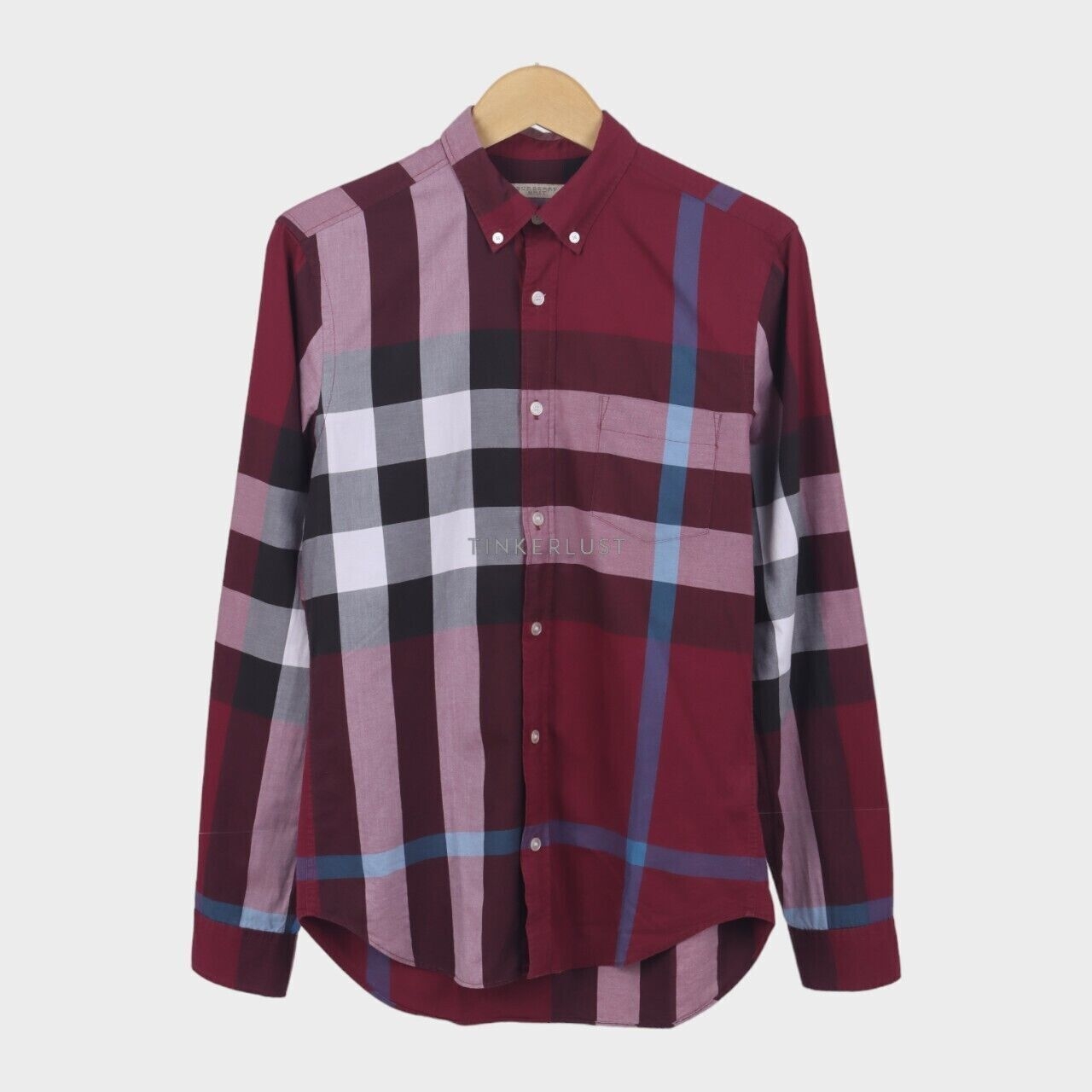 Burberry Maroon Plaid Shirt