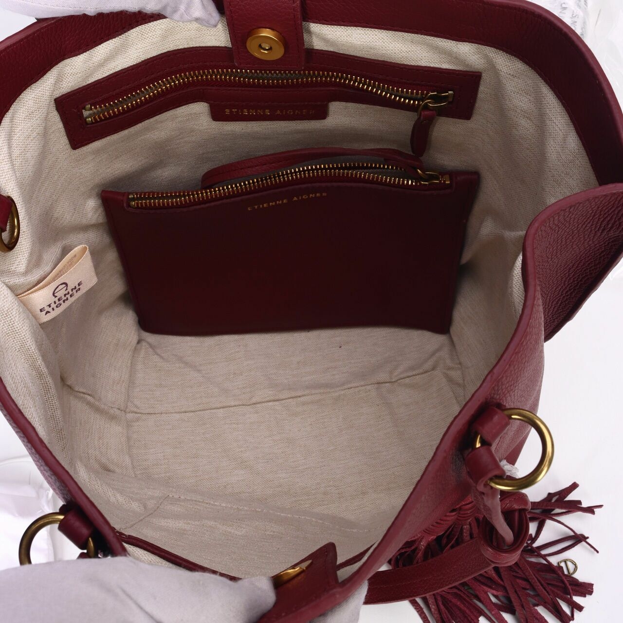 Aigner Marianne Tote Antic Cordovan Maroon 