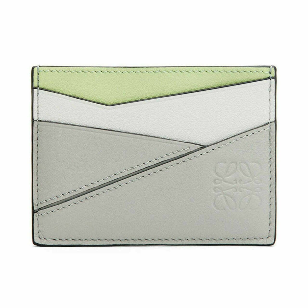 Loewe Puzzle Plain Card Holder Classic Calfskin Ash Grey/Light Celadon