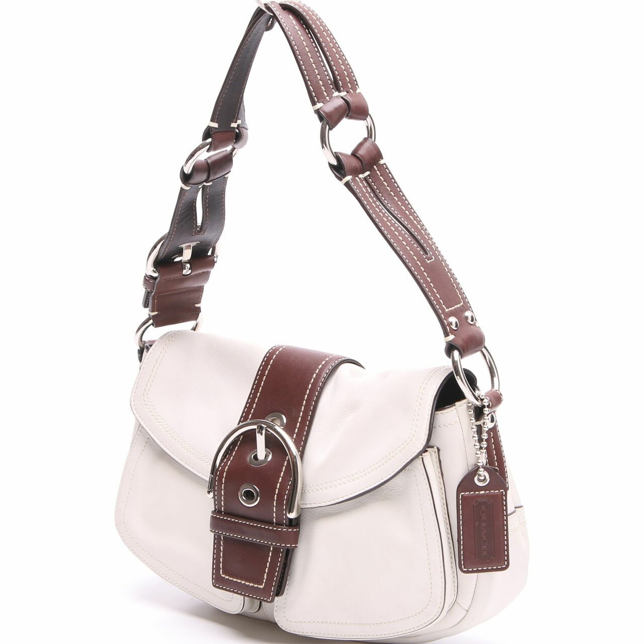 Coach Off White & Brown Shoulder Bag