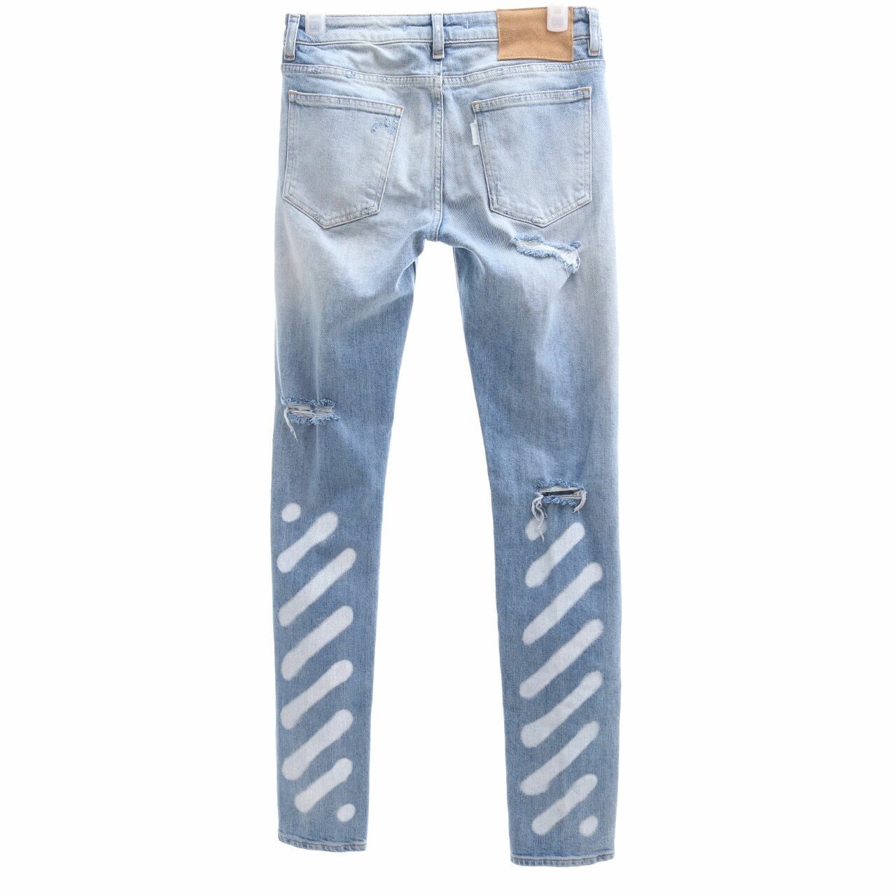 Off-White Blue Washed Reipped Denim Long Pants