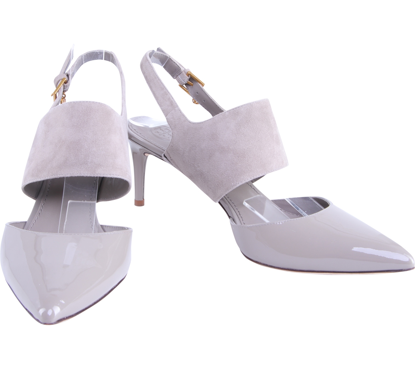 Tory Burch Grey Ashton 65 MM Patent Leather Heels