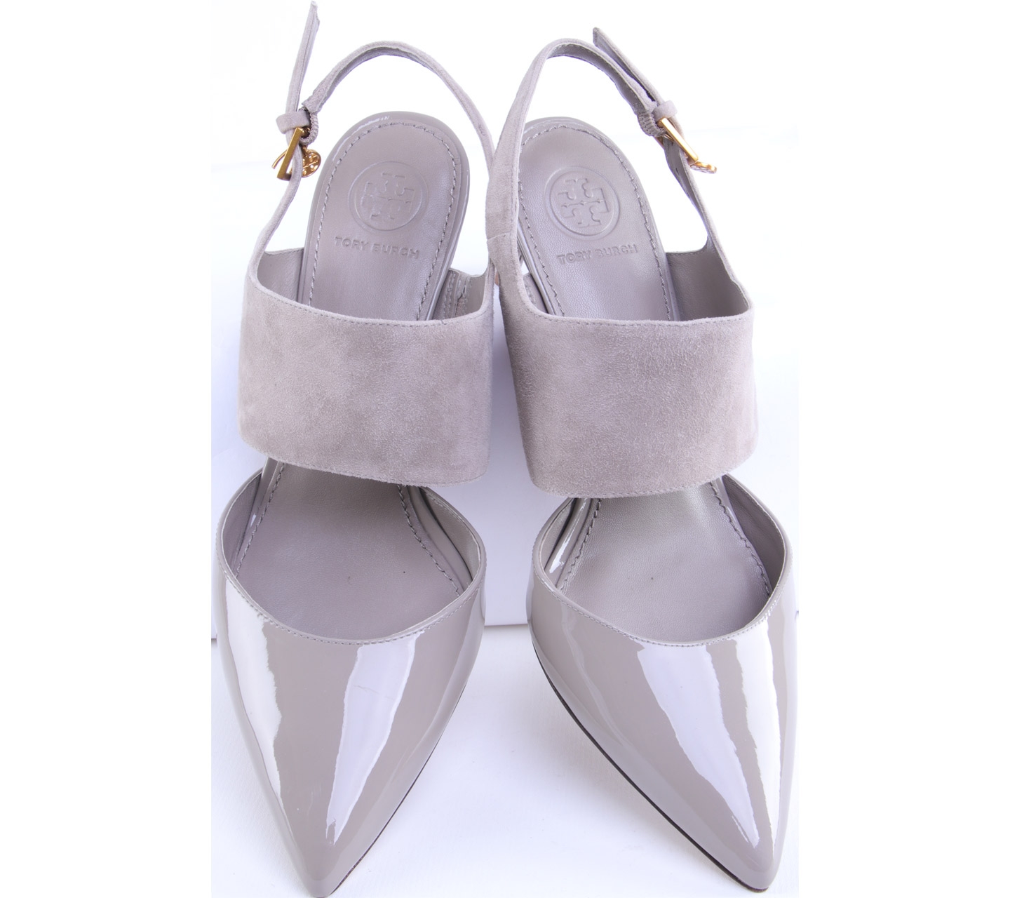 Tory Burch Grey Ashton 65 MM Patent Leather Heels