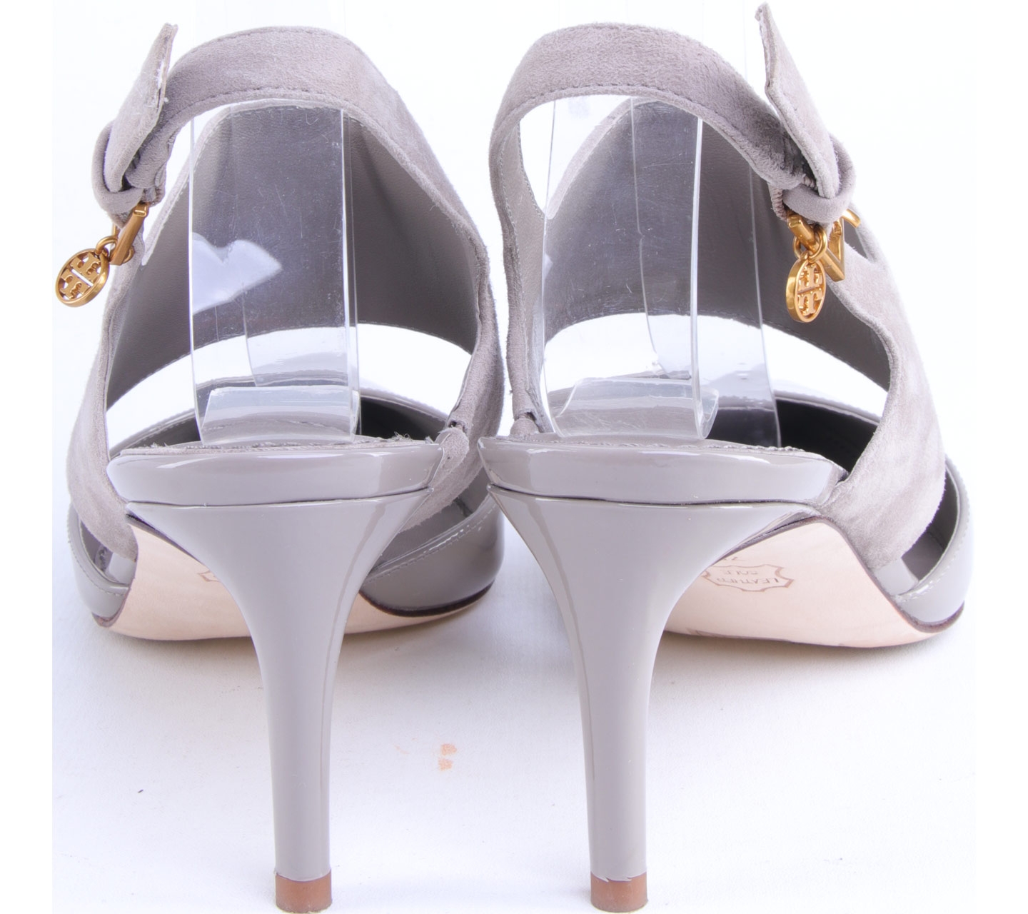 Tory Burch Grey Ashton 65 MM Patent Leather Heels