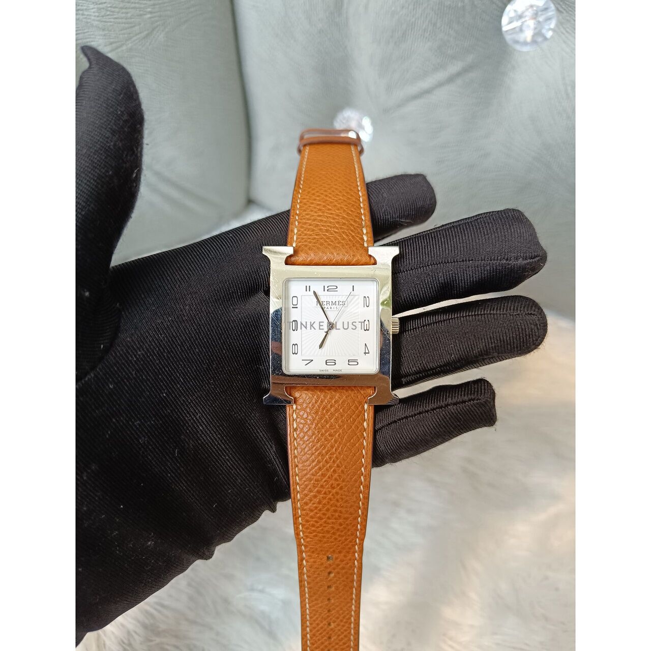 Hermes H Hour Epsom #O Square PHW Watch