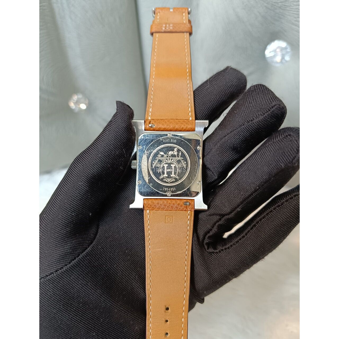 Hermes H Hour Epsom #O Square PHW Watch