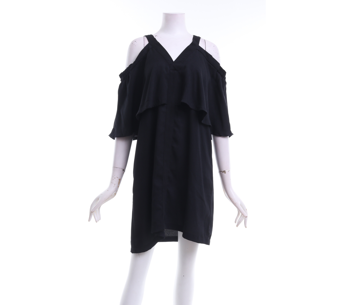 Cotton Ink Black Cold Shoulder Mini Dress