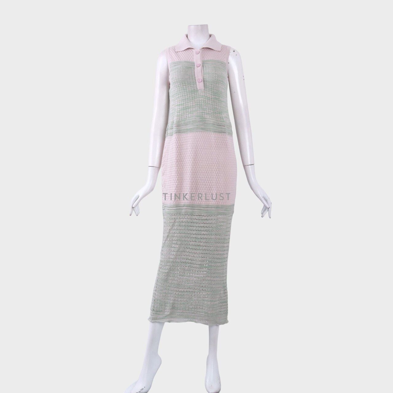 Sissae Dusty Pink & Mint Knit Long Dress