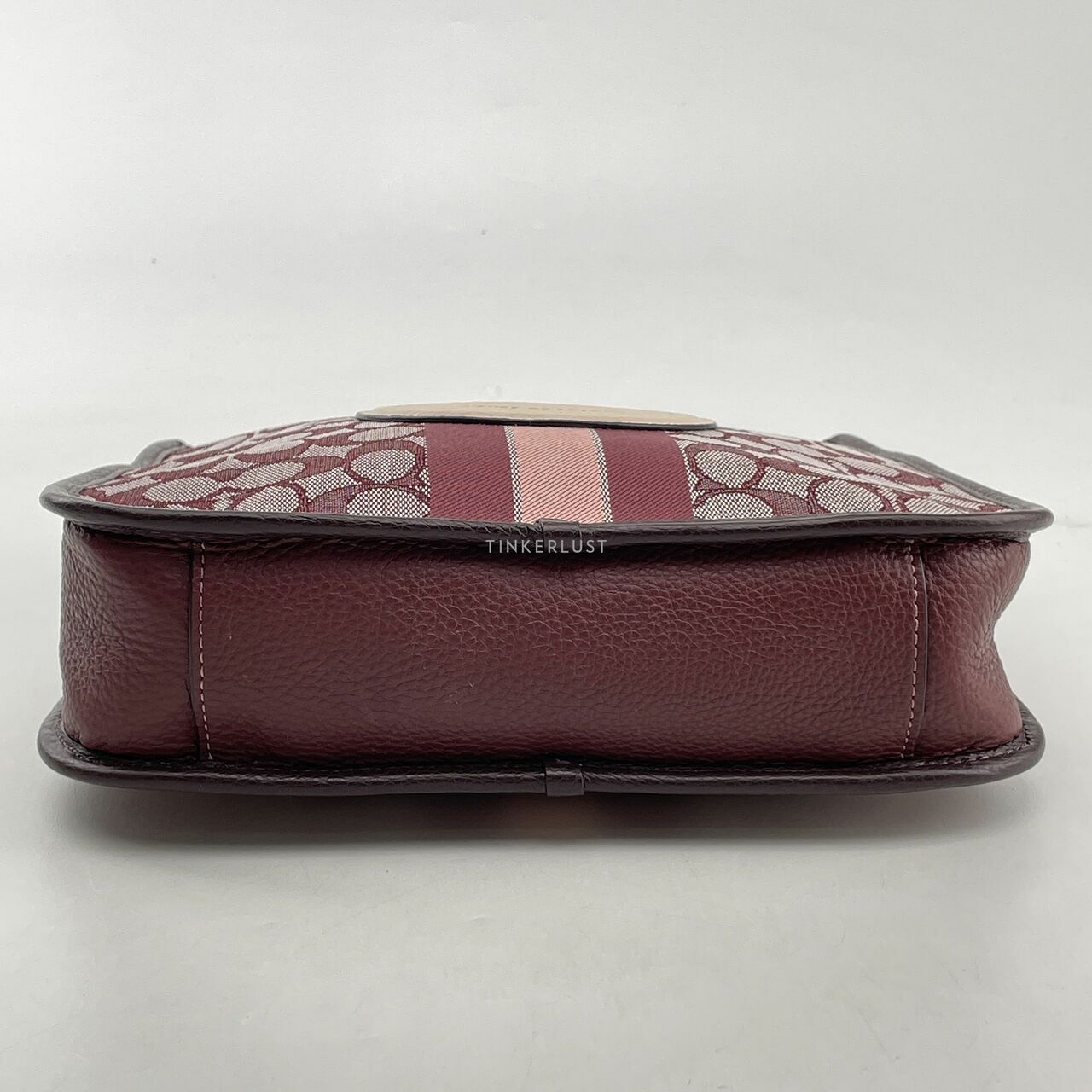 Coach CA195 Signature Jacquard Stripe Patch Dempsey File Bag In Wine Multi Sling Bag