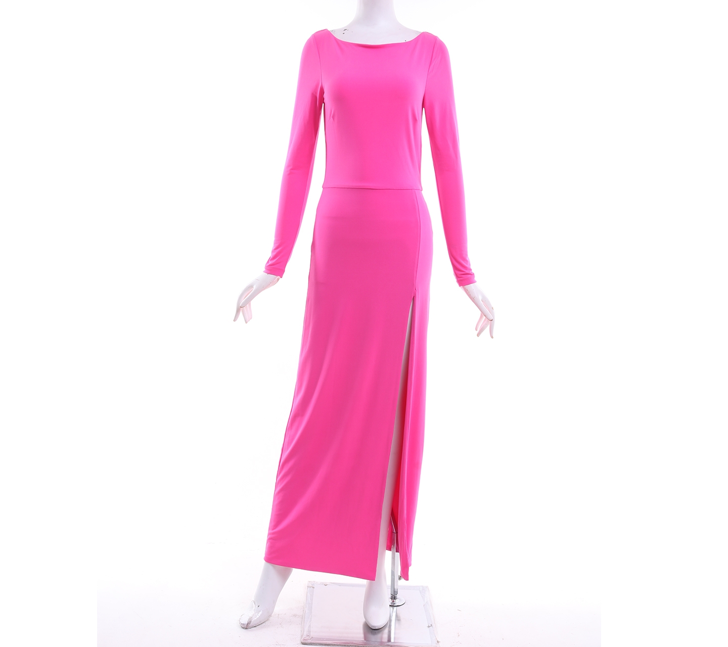 Topshop Pink Slit Long Dress