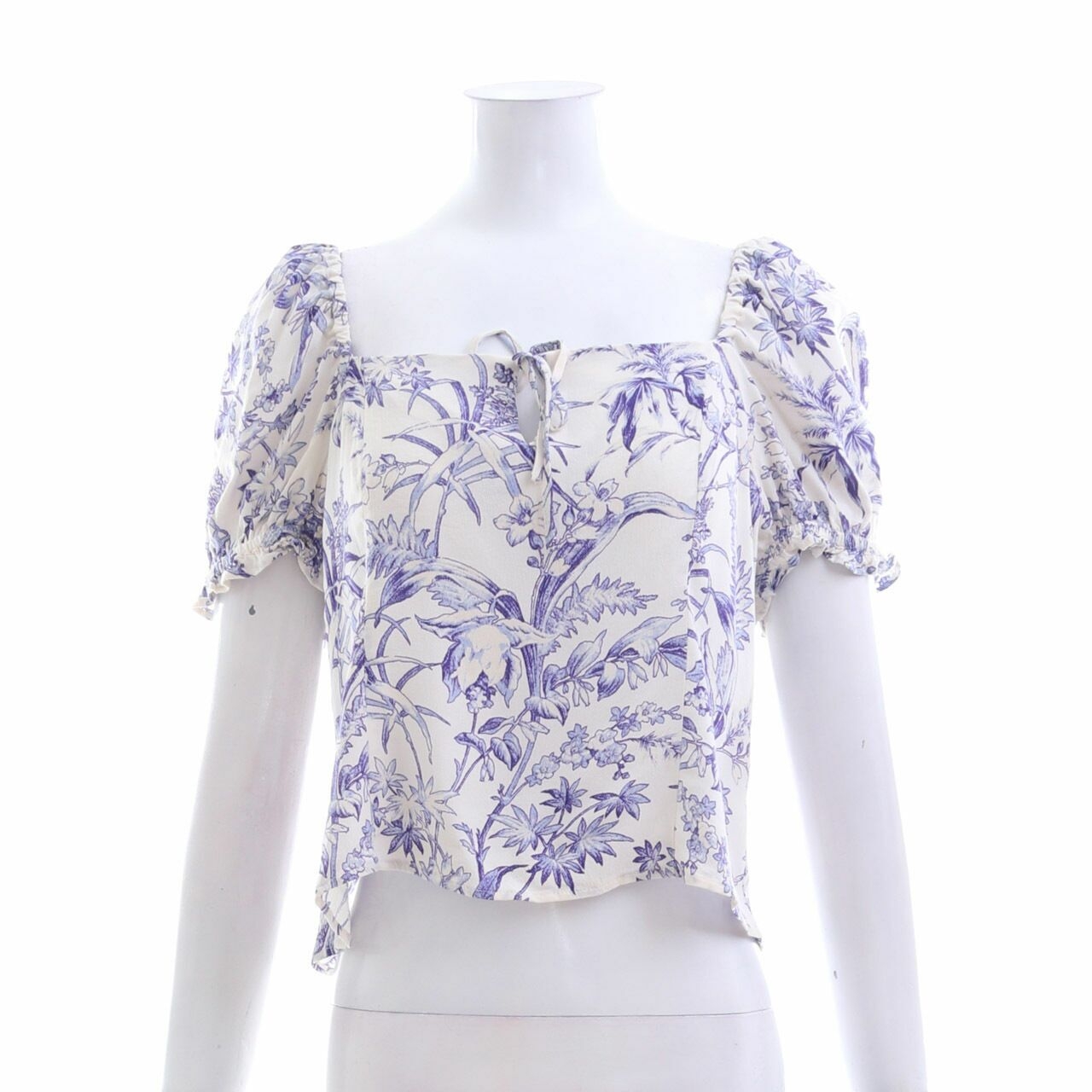 H&M White & Blue Floral Blouse