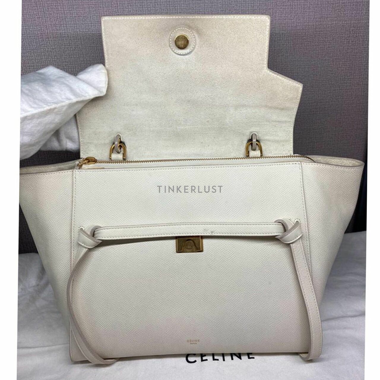 Celine Mini Belt Bag Ivory Grained Calfskin GHW Satchel