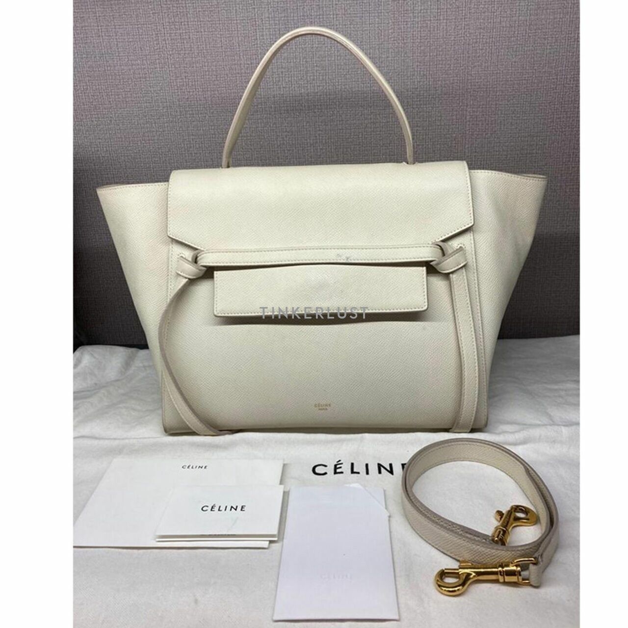 Celine Mini Belt Bag Ivory Grained Calfskin GHW Satchel