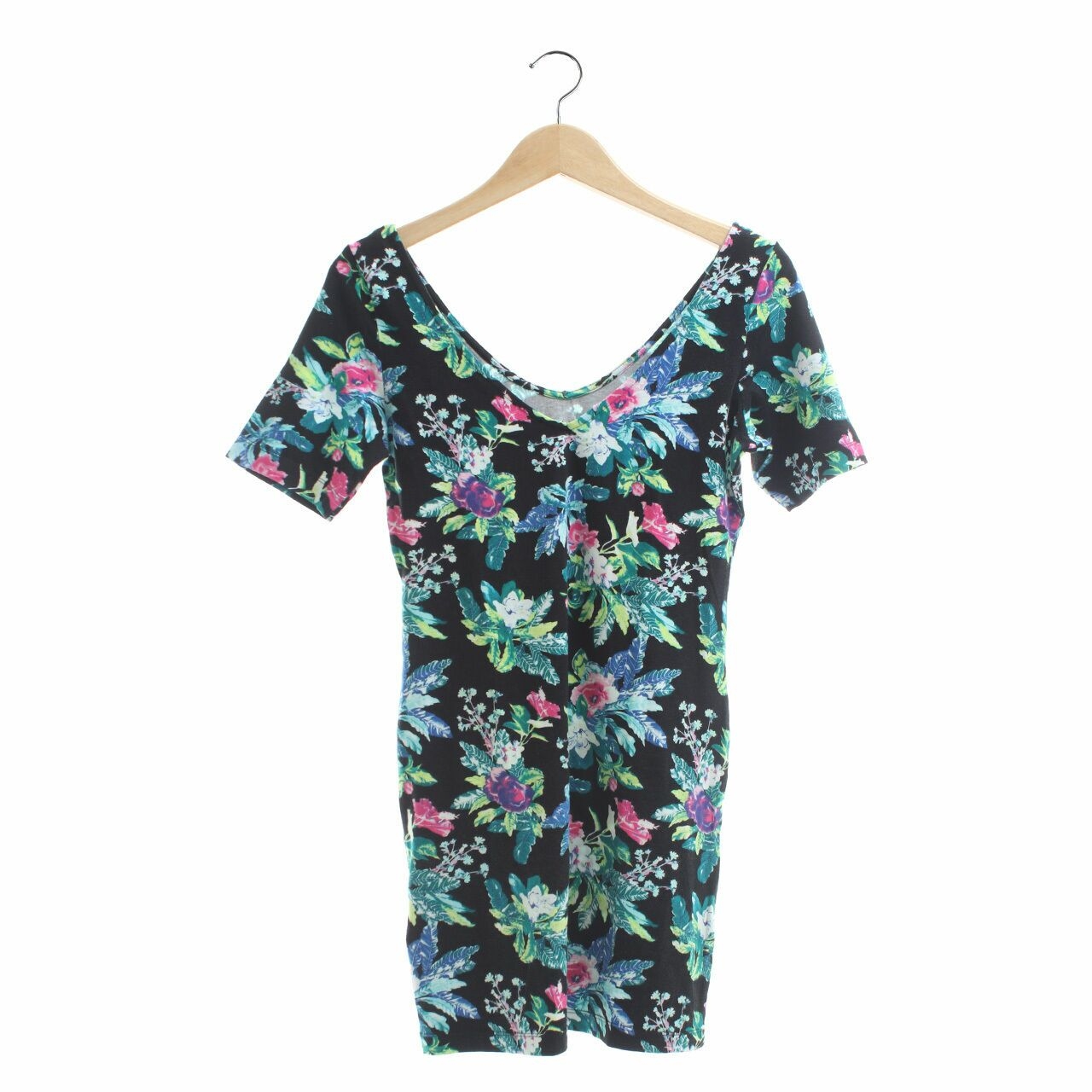 H&M Black Floral Mini Dress