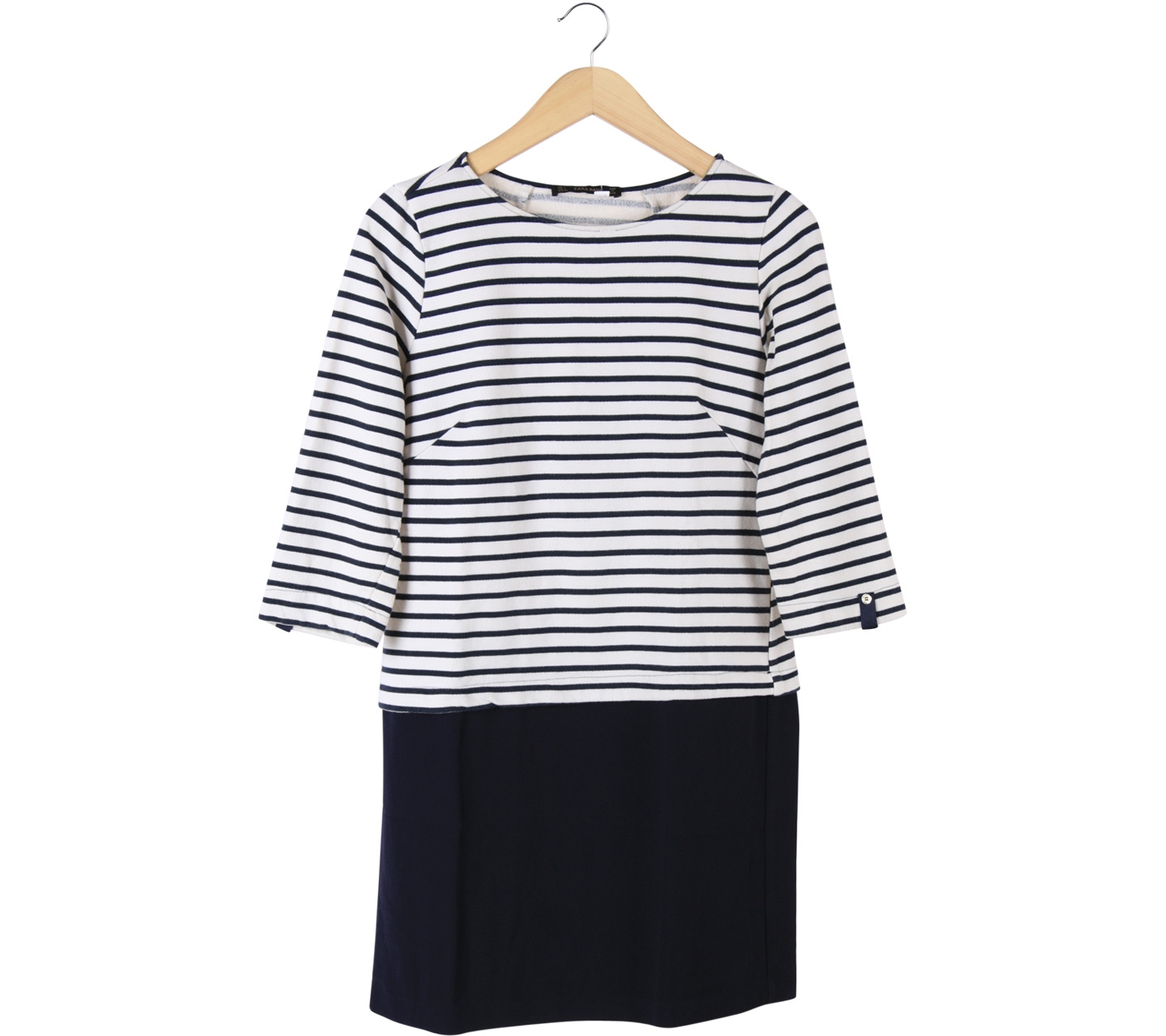 Zara Dark Blue And White Stripped Mini Dress