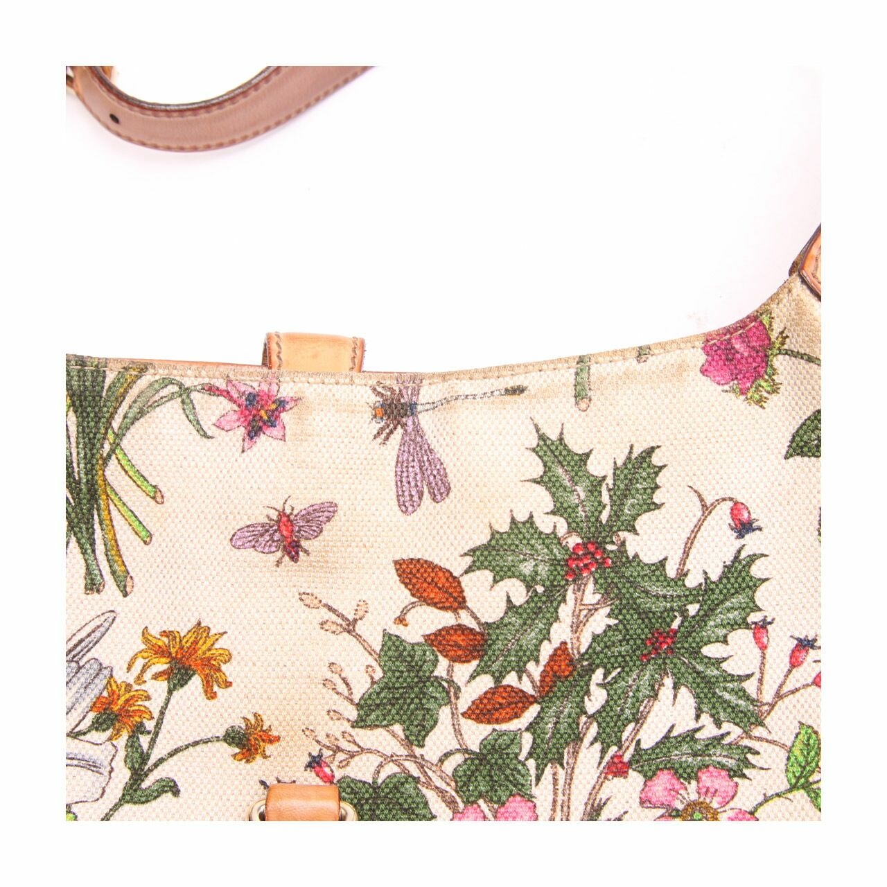 Gucci Off White Jackie O Bouvier Floral Botanical Shoulder Bag