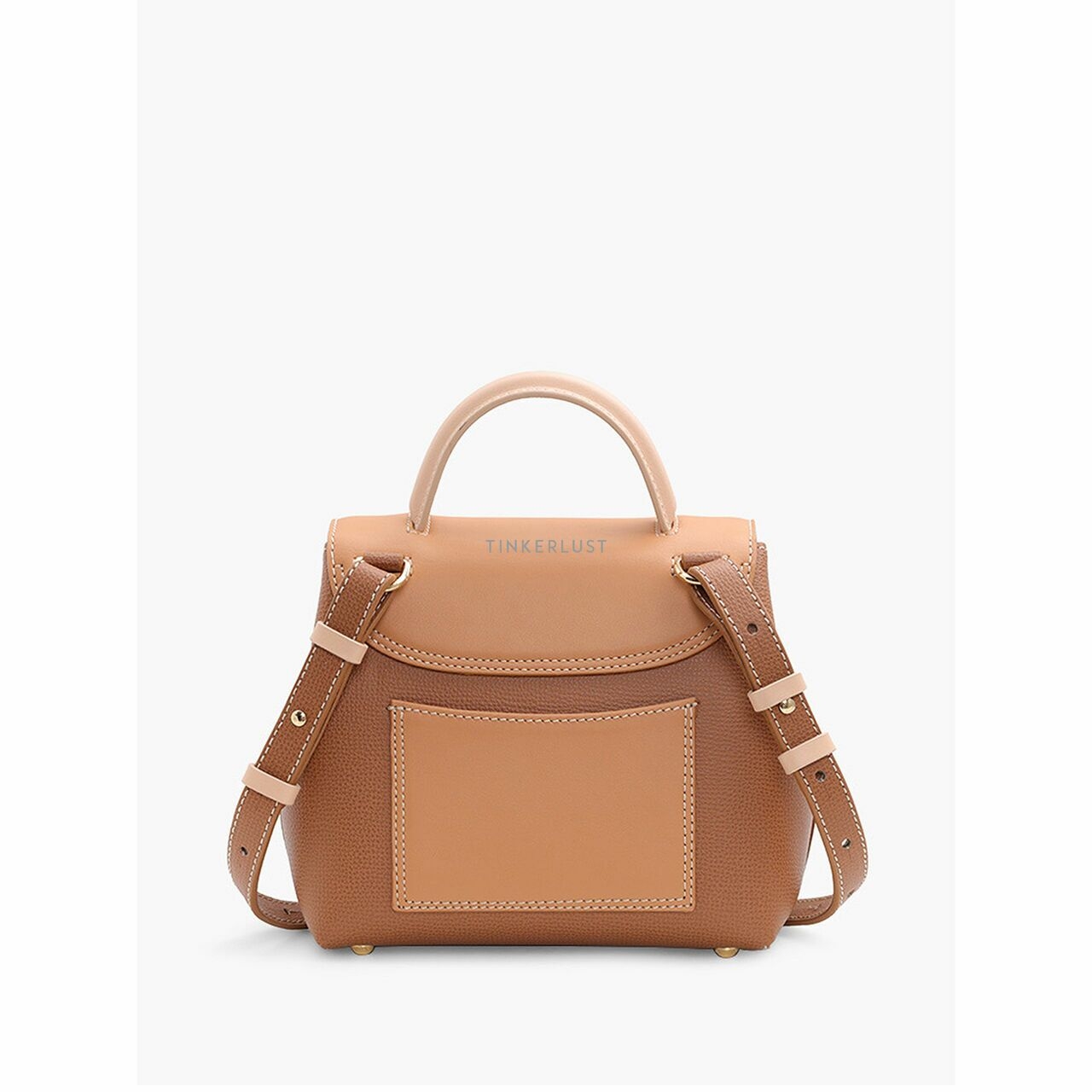 Polene Nano Numero Un Top Handbag in Camel Multicolor Grained Leather Sling Bag