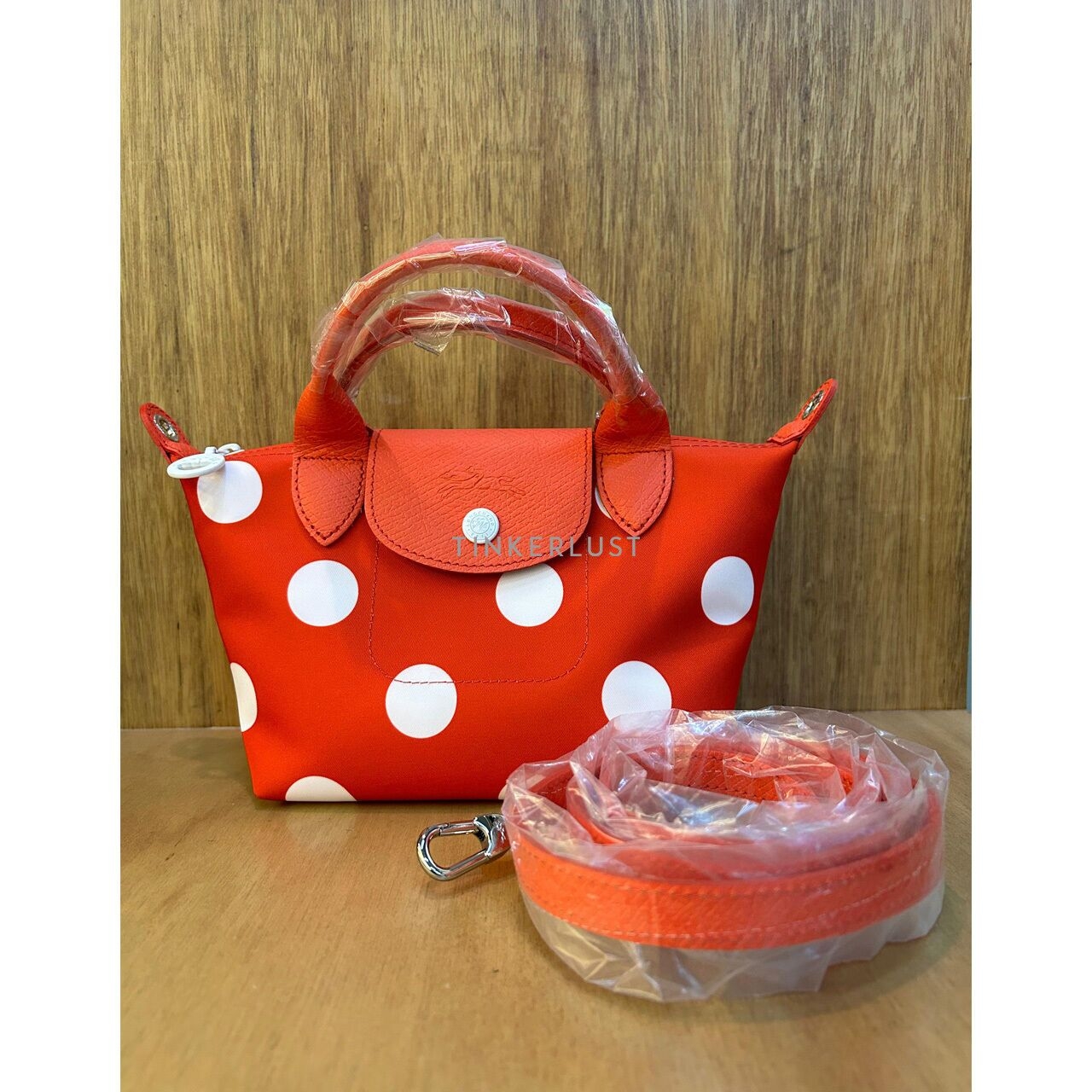 Longchamp Le Pliage Top-Handle XS Orange Red Polka Dot 2022 Satchel