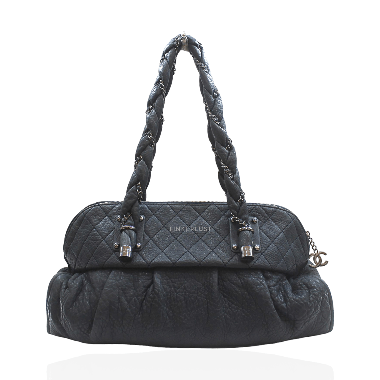 Chanel Navy Blue Lady Braid Tote #11 SHW Shoulder Bag