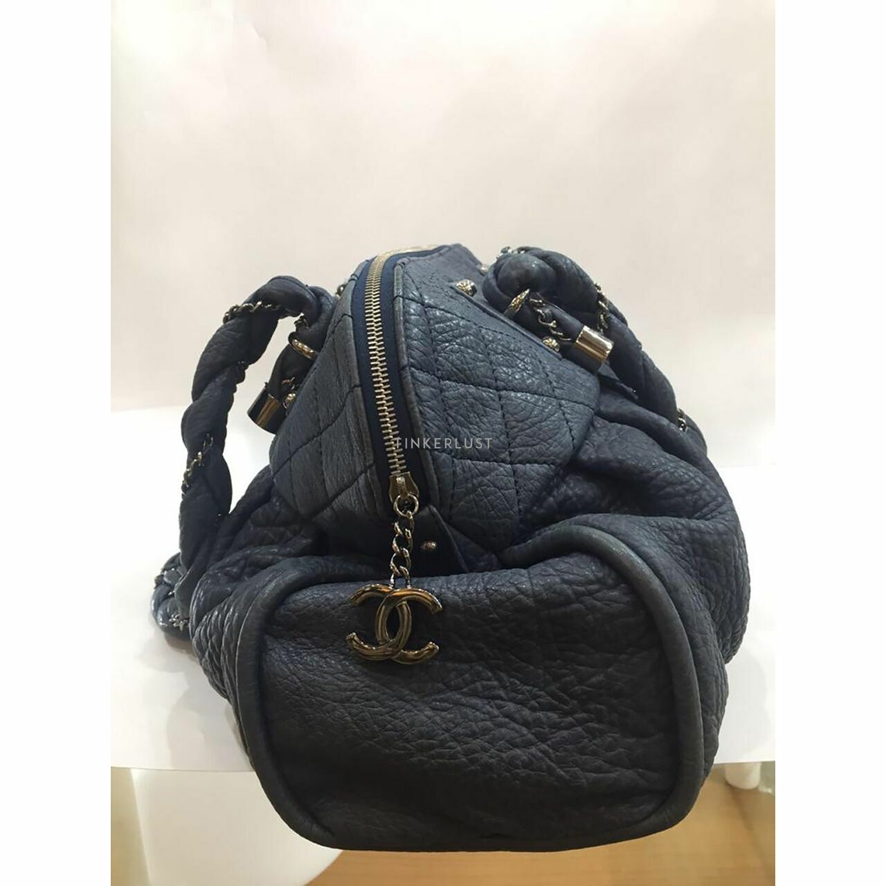 Chanel Navy Blue Lady Braid Tote #11 SHW Shoulder Bag