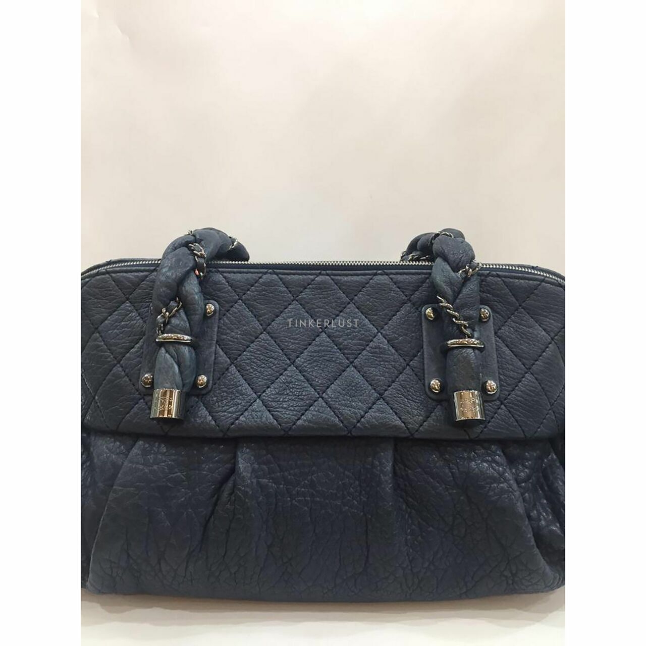 Chanel Navy Blue Lady Braid Tote #11 SHW Shoulder Bag