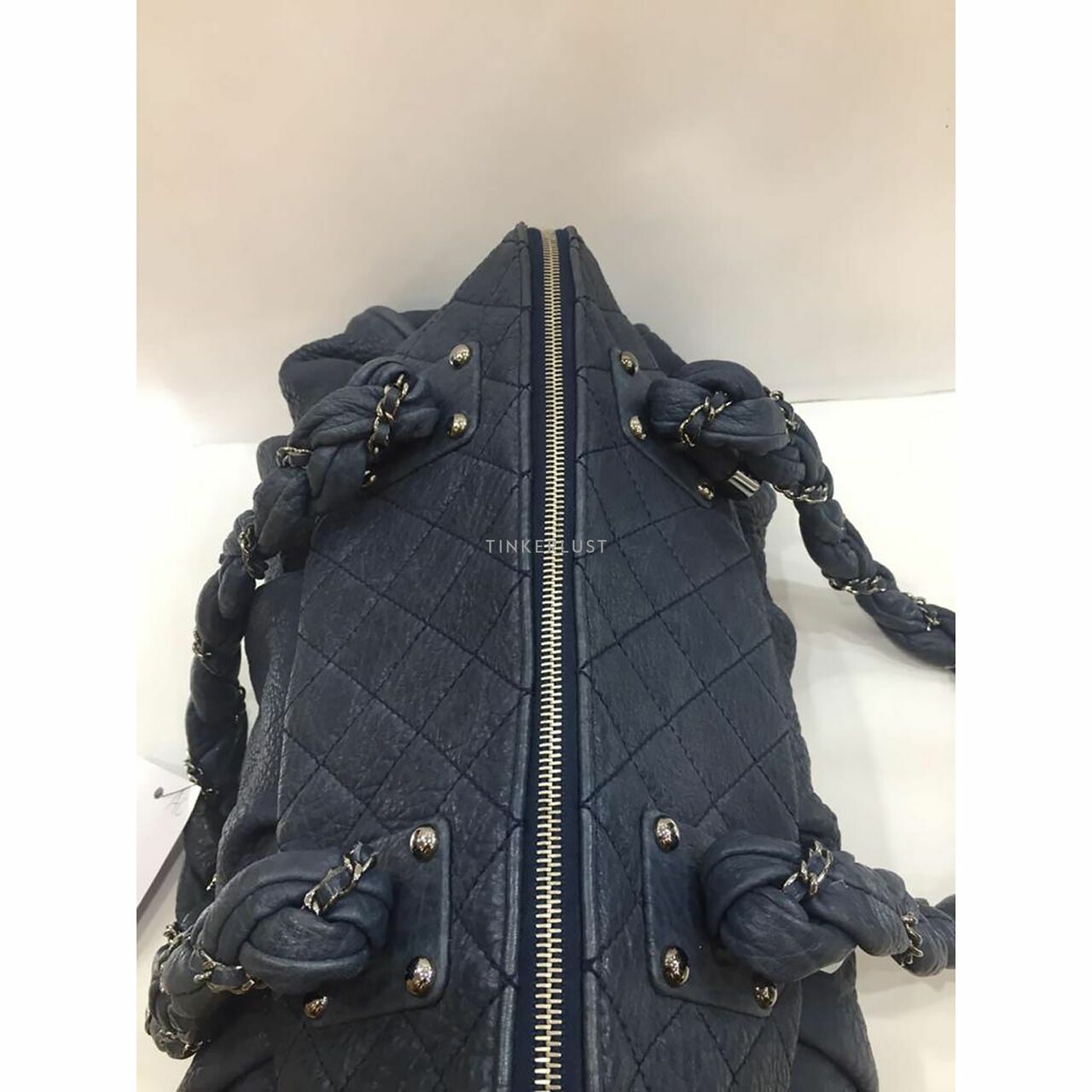 Chanel Navy Blue Lady Braid Tote #11 SHW Shoulder Bag