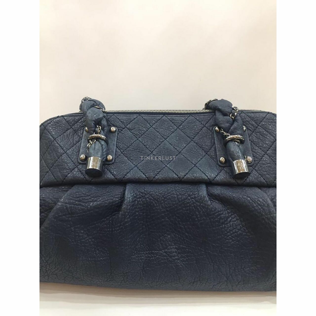 Chanel Navy Blue Lady Braid Tote #11 SHW Shoulder Bag