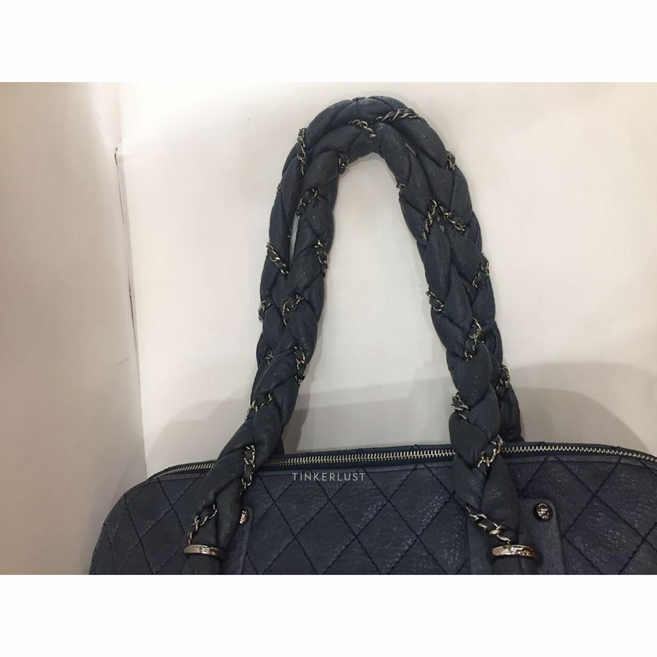 Chanel Navy Blue Lady Braid Tote #11 SHW Shoulder Bag