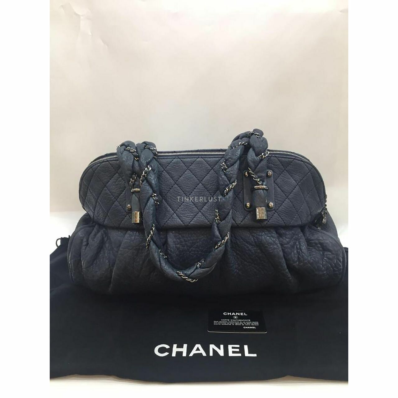 Chanel Navy Blue Lady Braid Tote #11 SHW Shoulder Bag